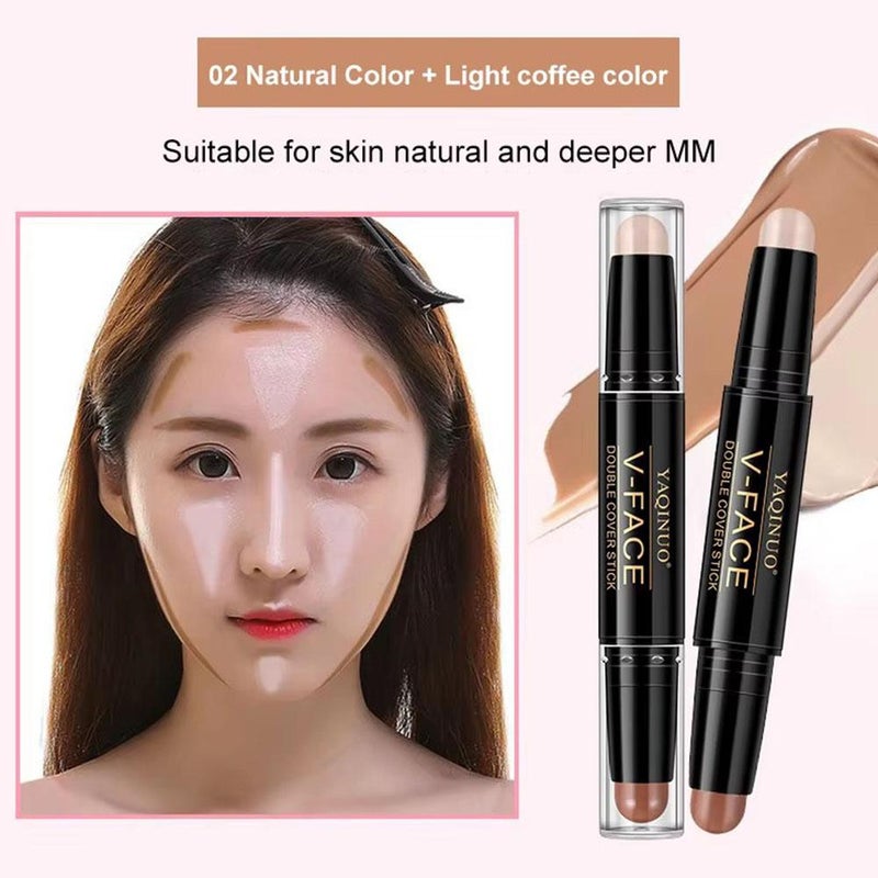 Yakino Double-Ended Contouring Stick, Concealer, Waterproof, Highlighter, Cushion, Brightening, Isolation, Natural Nude Makeup CC Stick